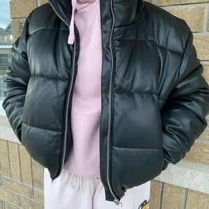 Forever 21 Faux Leather Puffer Jacket